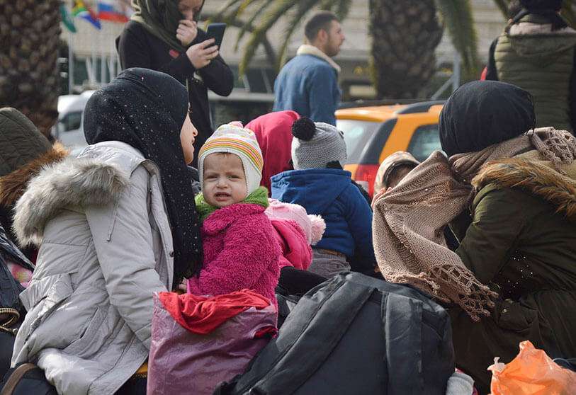 Refugiados en Pazarkule-Kastaníes (Turquía)