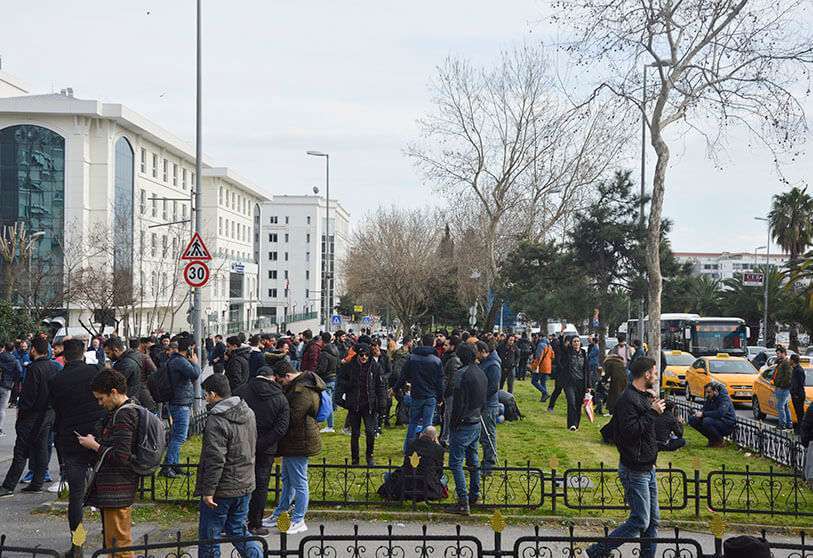 Refugiados sirios en Pazarkule-Kastaníes (Turquía)