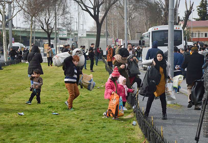 Refugiados sirios en Pazarkule-Kastaníes (Turquía)