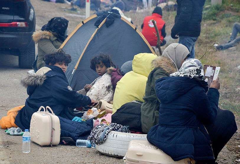 Refugiados sirios en Pazarkule-Kastaníes (Turquía)