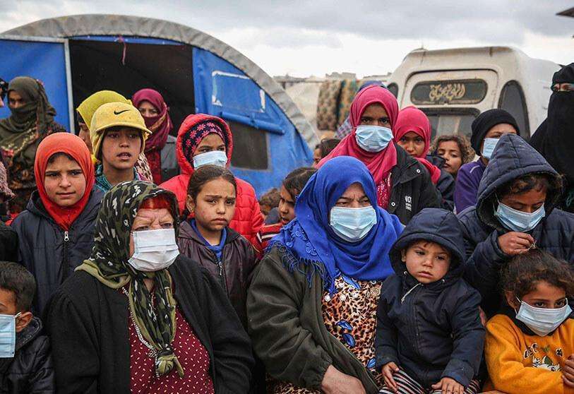 Sirios desplazados, en un campamento en Kafr Lusin, en la provincia noroccidental de Idlib, Siria.