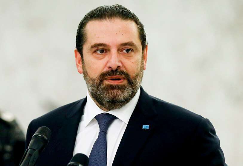 El primer ministro provisional del Líbano, Saad Hariri, tras reunirse con el presidente Michel Aoun en el palacio presidencial de Baabda, Líbano, el 7 de noviembre de 2019