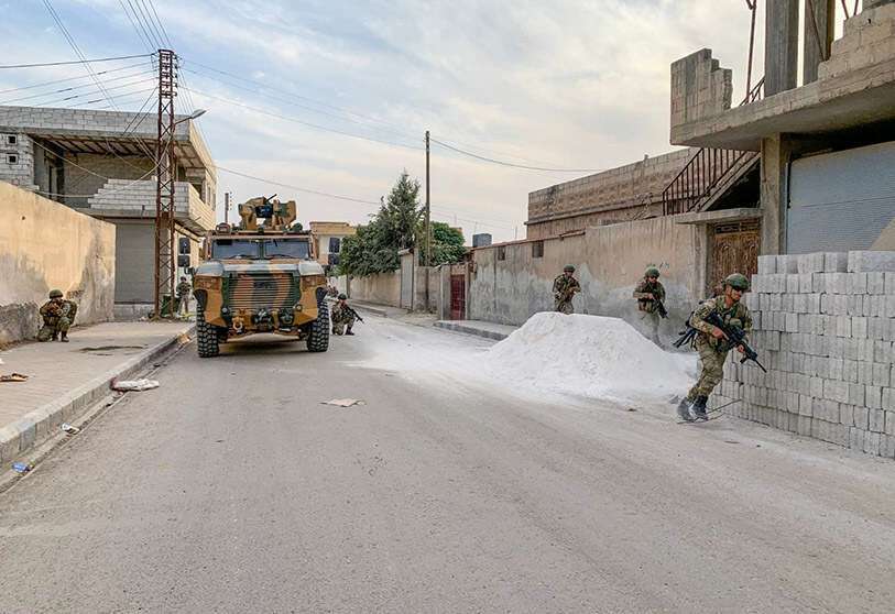 Soldados turcos en la ciudad fronteriza de Tal Abiad, Siria