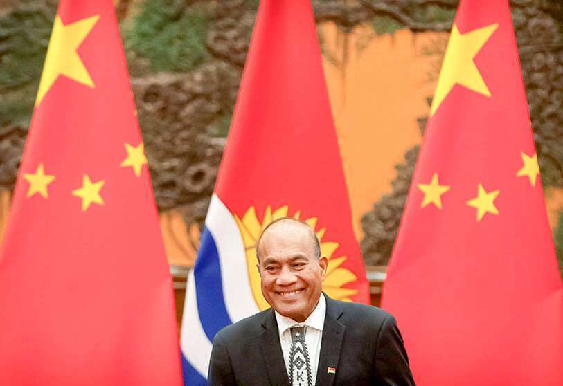 El presidente de Kiribati, Taneti Maamau, durante una ceremonia de firma en el Gran Salón del Pueblo en Pekín, China, el 6 de enero de 2020