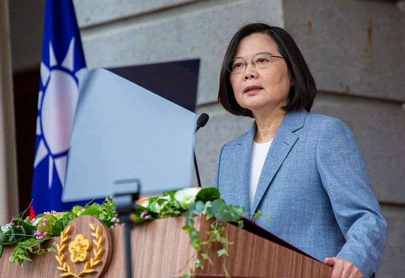 La presidenta de Taiwán, Tsai Ing-wen, pronuncia su discurso inaugural en la Casa de Huéspedes de Taipei, Taiwán, el 20 de mayo de 2020