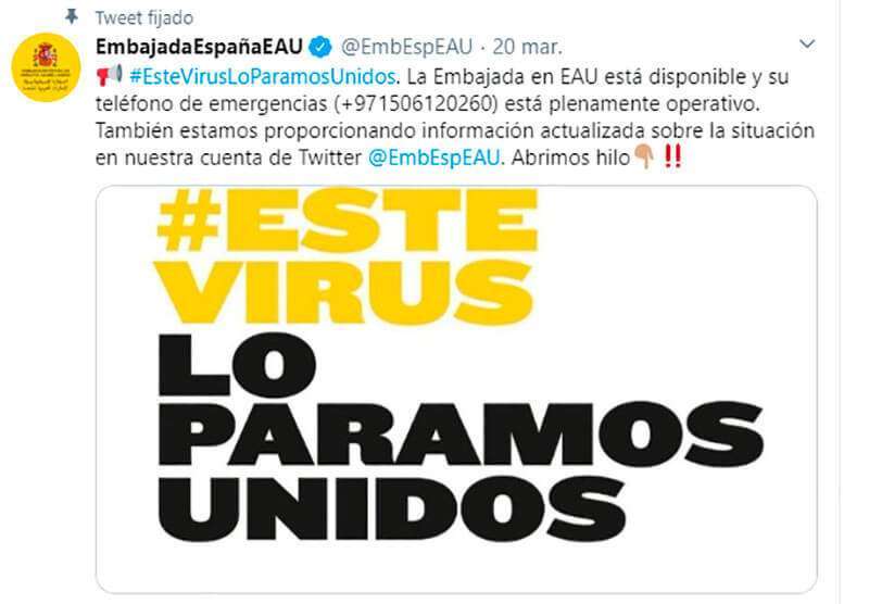 Tweet de la Embajada