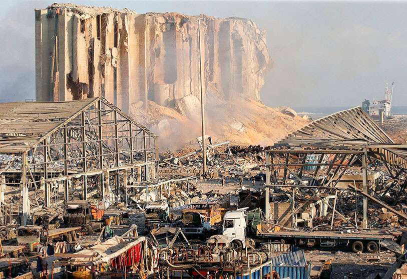 Un aperçu des dégâts sur le site de l'explosion de mardi dans la zone portuaire de Beyrouth, au Liban 5 août 2020