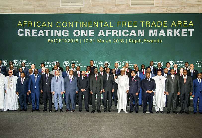  PHOTO/AFP - African heads of state and government pose at the African Union (AU) summit for the agreement to create the African continental free trade area in Kigali, Rwanda, March 21, 2018. 