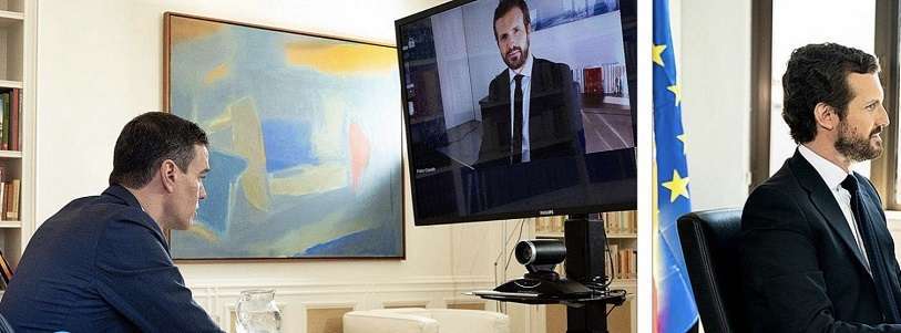 Sánchez y Casado videoconferencia