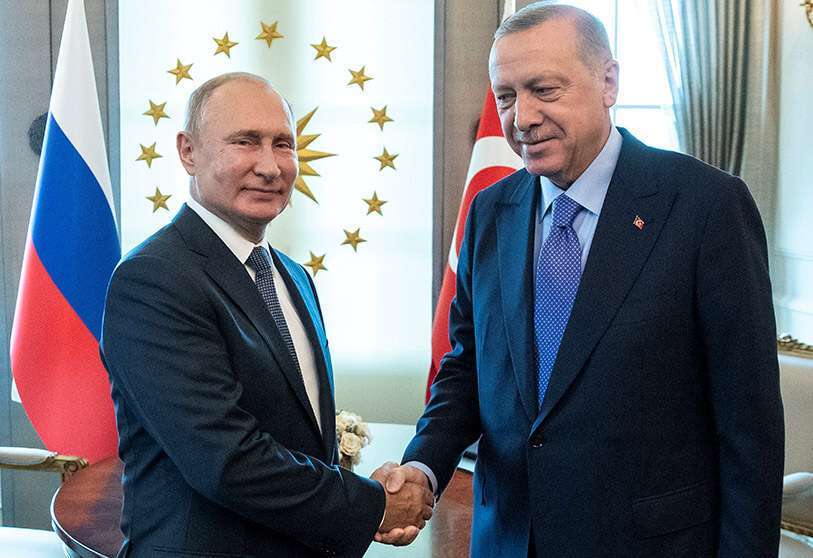 El presidente ruso, Vladimir Putin (izquierda), y el presidente turco, Recep Tayyip Erdogan, durante una reunión en Ankara, Turquía
