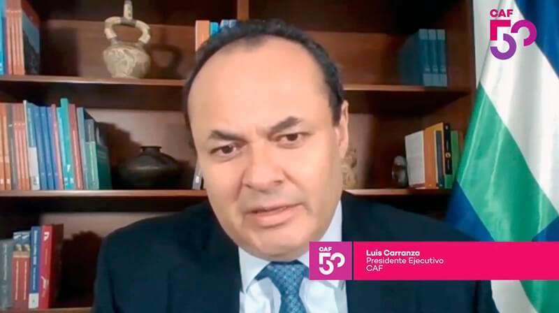 El presidente ejecutivo de la CAF, Luis Carranza durante la celebración del 50 aniversario de este organismo
