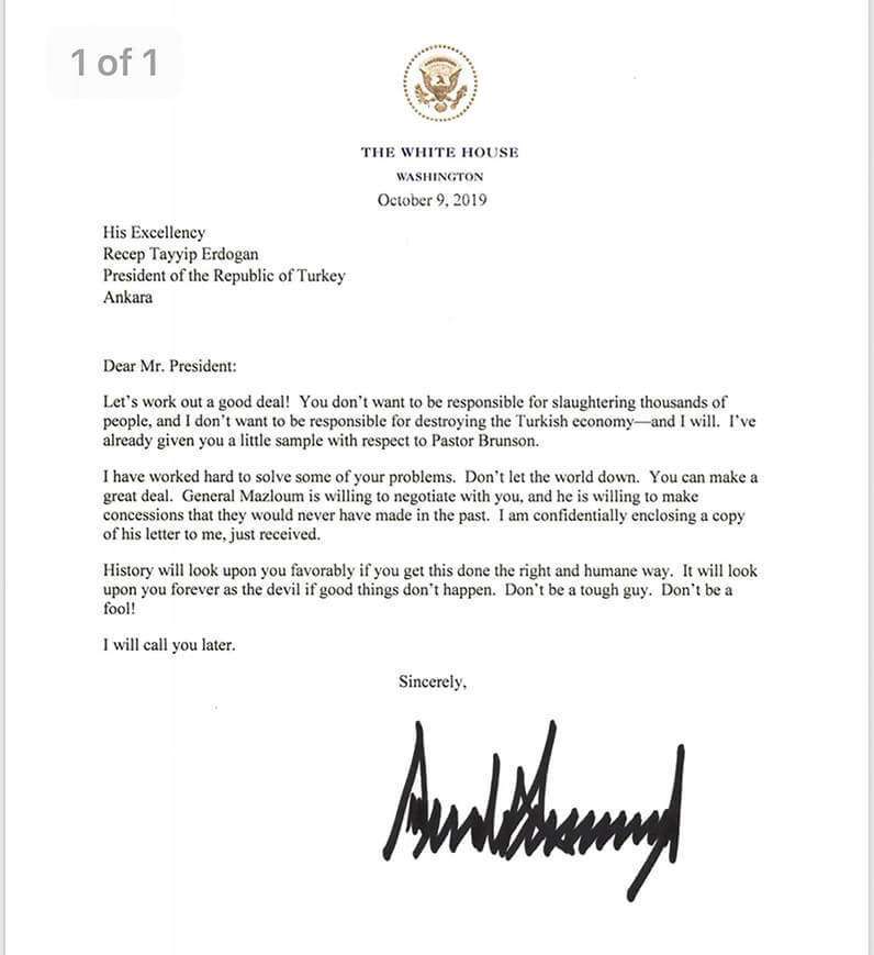 Carta Trump Erdogan
