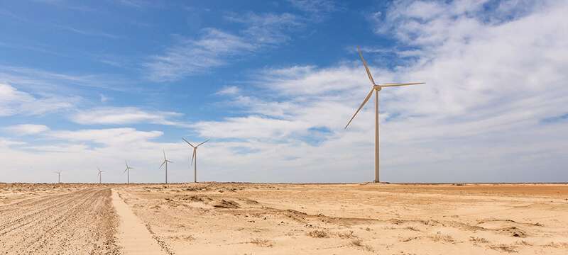 Parque eólico en las afueras de Nuakchot, capital de Mauritania