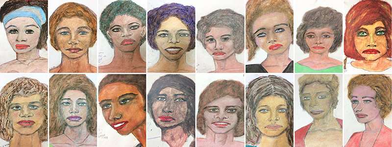 Los retratos de las víctimas que Little dibujó a partir de su memoria