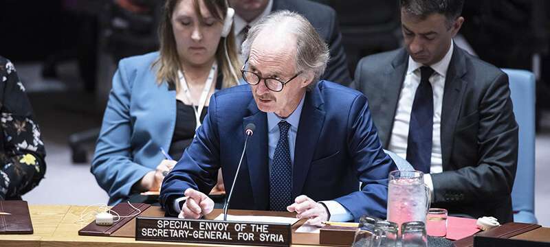 ONU/KIM HAUGHTON - El enviado especial del Secretario General de las Naciones Unidas para Siria, Geir Pedersen, informa al Consejo de Seguridad sobre la situación en el país