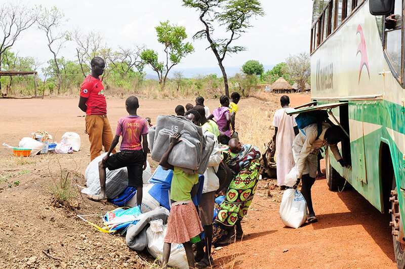 Llegada de refugiados a Palabek