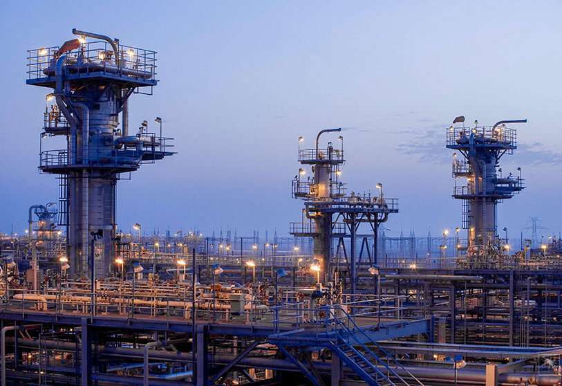 Zona de manipulación y enriquecimiento de gas ácido de la Saudi Oil Company en la planta de gas de Haradh, al este de la capital, Riyadh AFP PHOTO / HO /ARAMCO