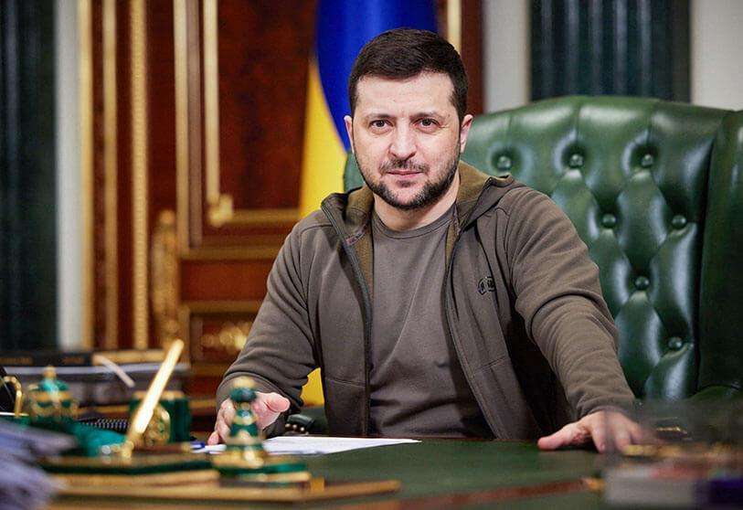 El presidente ucraniano Volodímir Zelenski pronuncia un discurso en vídeo en Kiev el 15 de marzo de 2022