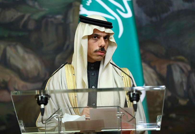 AFP PHOTO / Russian Foreign Ministry-El ministro de Asuntos Exteriores saudí, el príncipe Faisal bin Farhan al-Saud