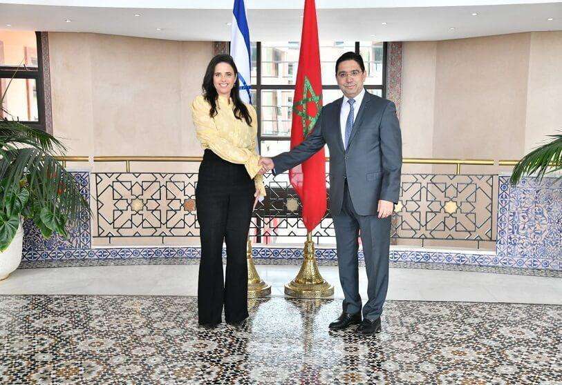 PHOTO/MAROC DIPLOMATIE/TWITTER  -   Ayelet Shaked, ministra de Interior de Israel, junto a Nasser Bourita, ministro de Asuntos Exteriores de Marruecos