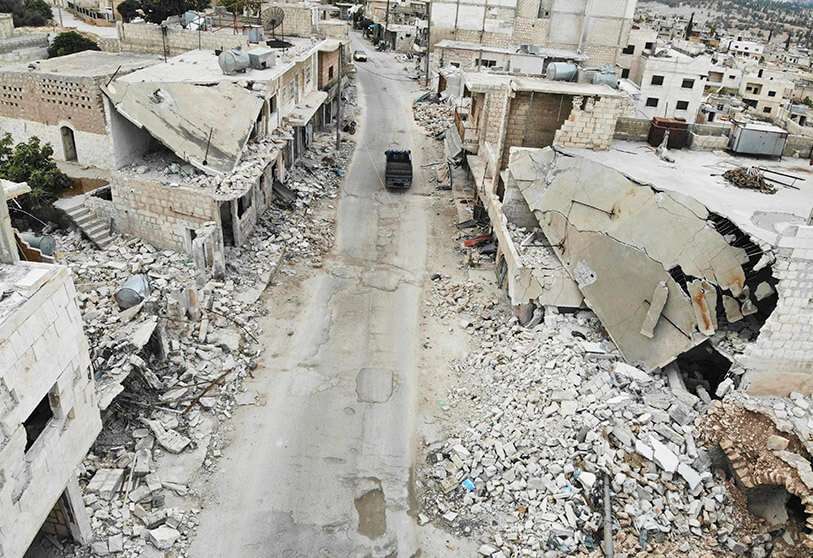 Imagen de graves daños tras bombardeo en Siria