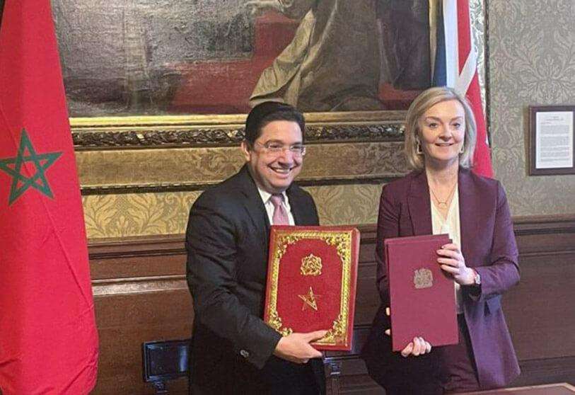 PHOTO/REDES SOCIALES  -   El ministro de exteriores marroquí, Nasser Bourita, mantuvo una reunión, en Londres con la Ministra británica de Asuntos Exteriores, Commonwealth y Desarrollo, Liz Truss