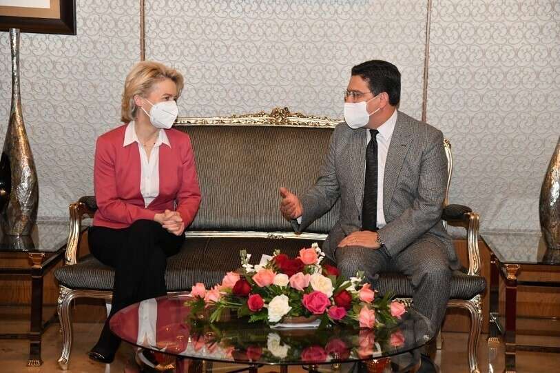 Visita de Úrsula von der Leyen, presidenta de la Comisión Europea, a Marruecos y encuentro con Nasser Bourita, ministro de Asuntos Exteriores marroquí