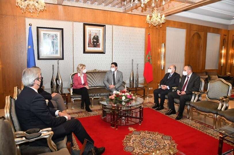 Visita de Úrsula von der Leyen, presidenta de la Comisión Europea, a Marruecos y encuentro con Nasser Bourita, ministro de Asuntos Exteriores marroquí