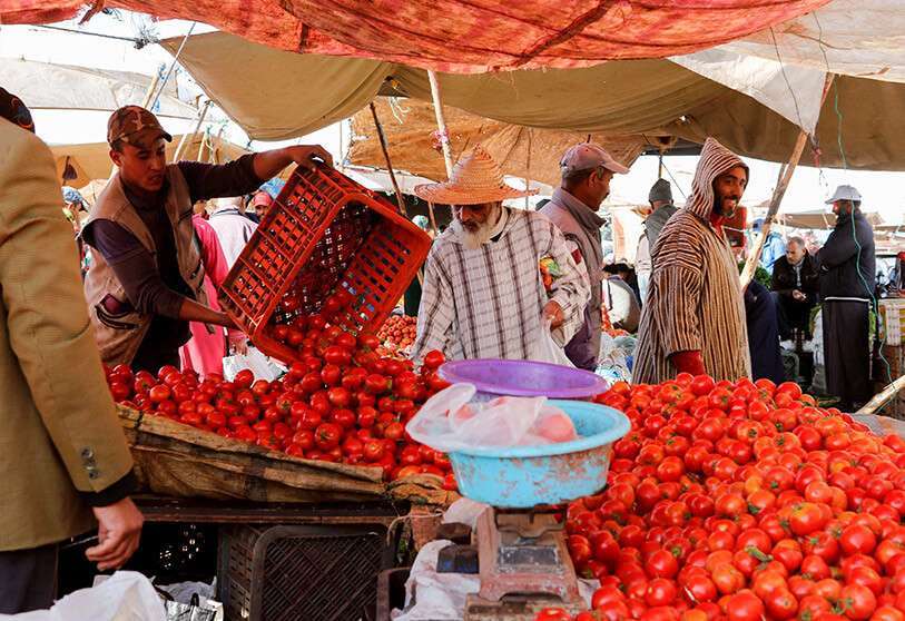 Mercado de verduras en las afueras de Casablanca