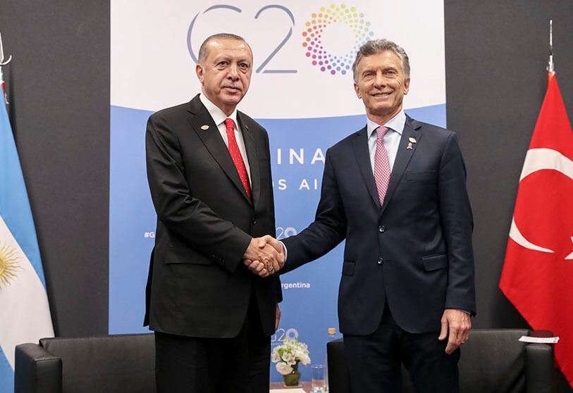PHOTO/Presidencia de la Nación - En la cumbre del G20 de Buenos Aires, Mauricio Macri y Recep Tayyip Erdogan establecieron las bases para crear la primera sociedad turco-argentina del ámbito espacial