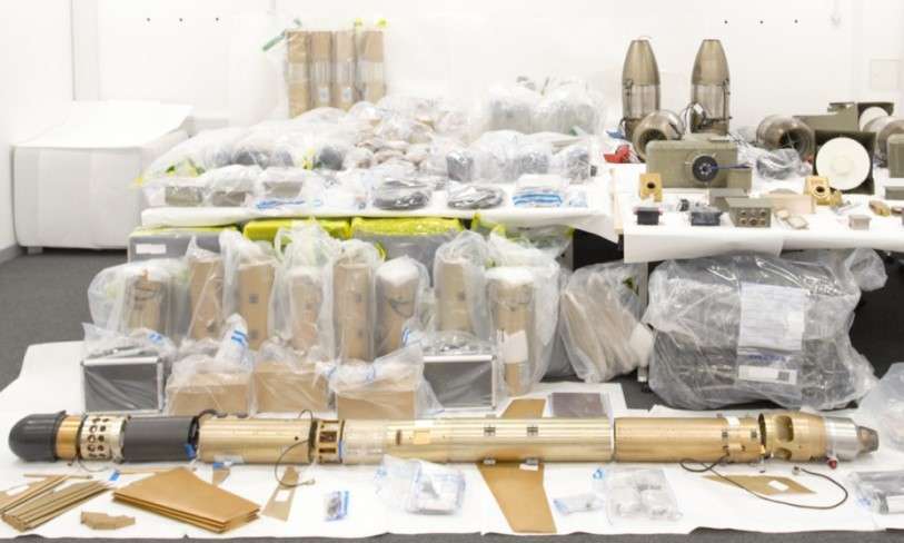 Material incautado por el equipaje de la HMS Montrose