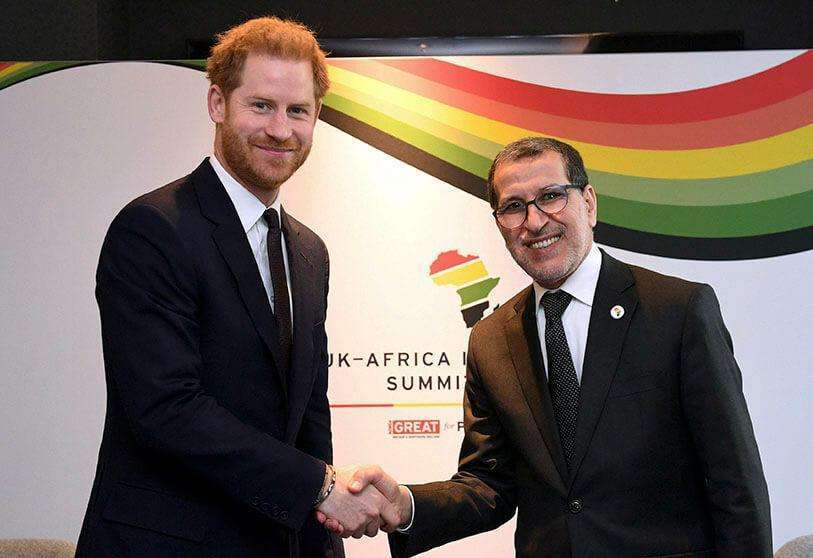 PHOTO/REUTERS - El príncipe Enrique del Reino Unido se reúne con Saad Eddine El Othmani, primer ministro de Marruecos, durante la Cumbre de Inversiones Reino Unido-África en Londres, Gran Bretaña, el 20 de enero de 2020.