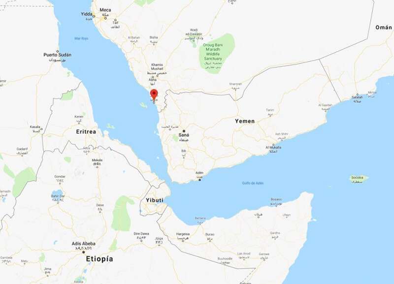 Localización de la ciudad de Jazan, Arabia Saudí