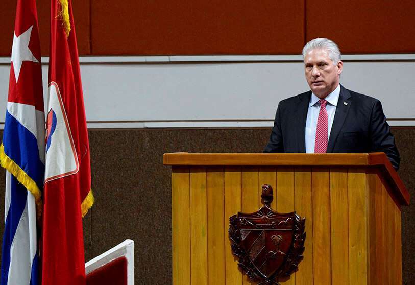 Imagen difundida por la Agencia Cubana de Noticias (ACN) que muestra al presidente cubano, Miguel Díaz-Canel