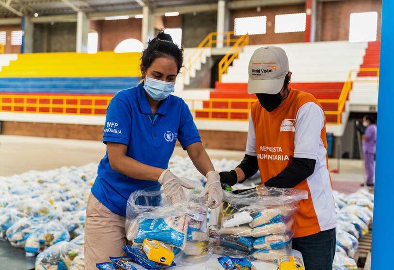PMA/Mathias Roed El PMA distribuye canastas con comida entre las poblaciones vulnerables en Colombia.
