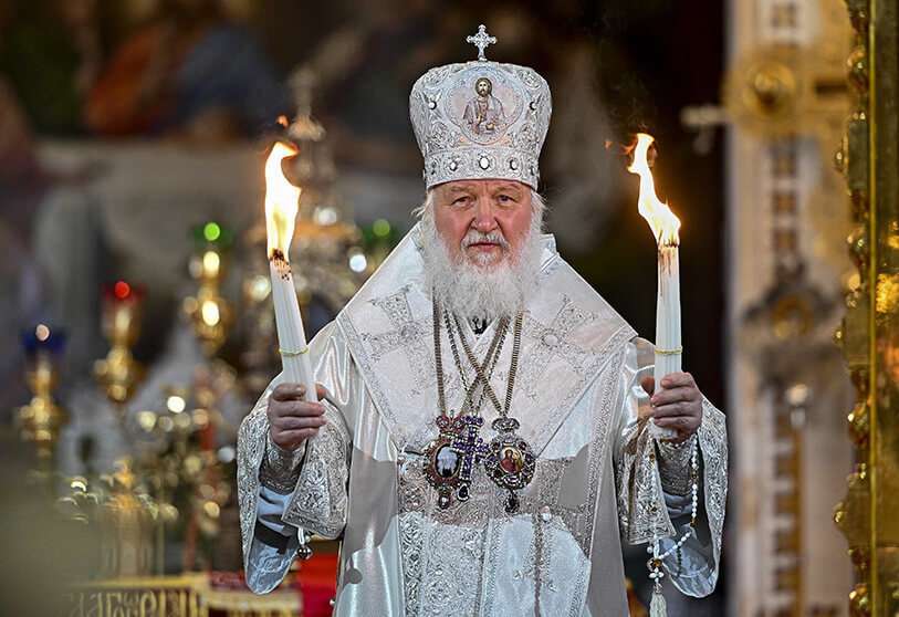 El Patriarca de la Iglesia Ortodoxa Rusa Kirill dirige el servicio de Pascua en la Catedral de Cristo Salvador en la Catedral de Cristo Salvador en Moscú, Rusia, el domingo 2 de mayo de 2022 PHOTO/Oleg Varov/Servicio de Prensa de la Iglesia Ortodoxa Rusa vía AP