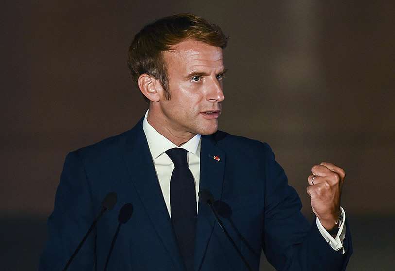 El presidente francés, Emmanuel Macron, durante una alocución desde el Elíseo