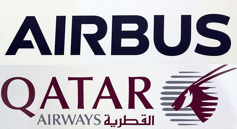 Logotipo de la multinacional aeroespacial europea Airbus SE y el logotipo de Qatar Airways