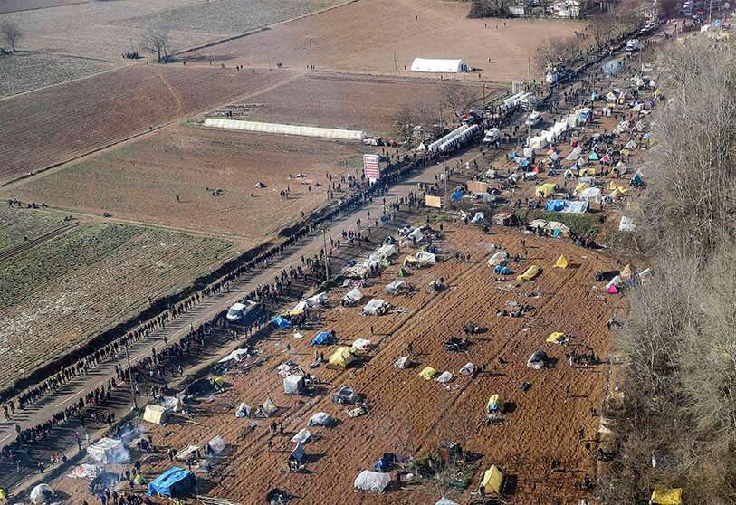 AFP/MINISTERIO DEL INTERIOR TURCO - Campamentos de migrantes en la frontera turco-griega cerca de Edirne