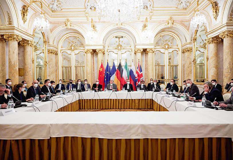 AFP PHOTO / EU DELEGATION IN VIENNA / EEAS - Representantes de la comisión conjunta sobre las negociaciones destinadas a reactivar el acuerdo nuclear con Irán en Viena