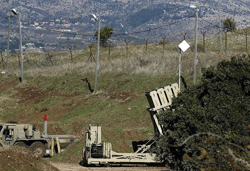 Una batería de la Cúpula de Hierro de Israel, diseñada para interceptar y destruir los cohetes de corto alcance y los proyectiles de artillería que se aproximan