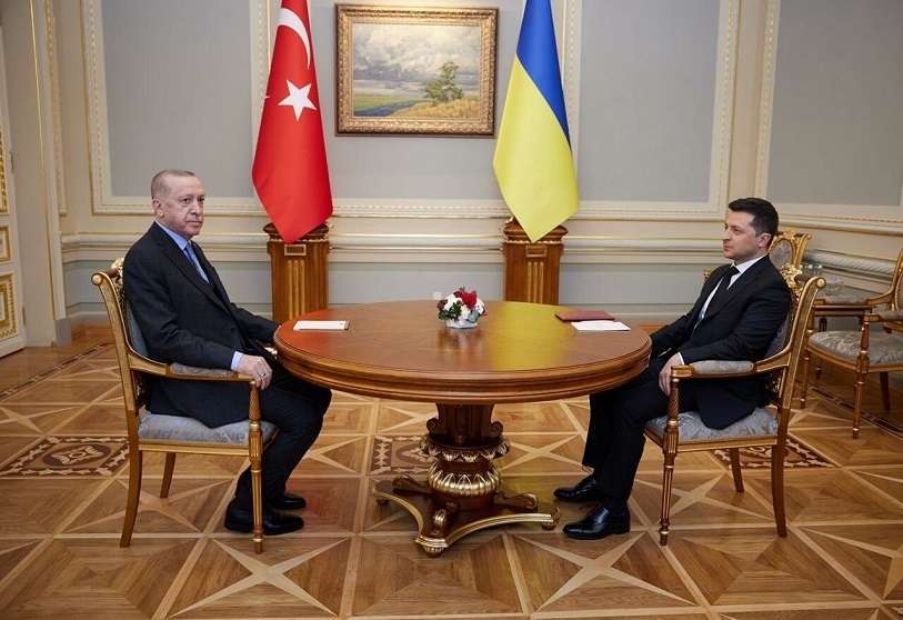 PHOTO/Presidencia de Turquía - El presidente Zelenski recibe a Erdoğan para discutir la crisis de Ucrania